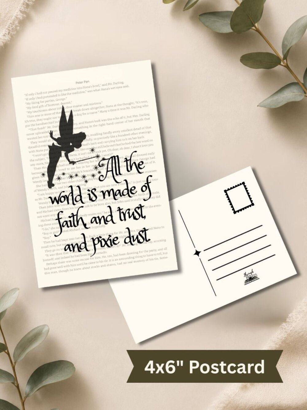 Peter Pan Book Page Postcard Mini Art Print